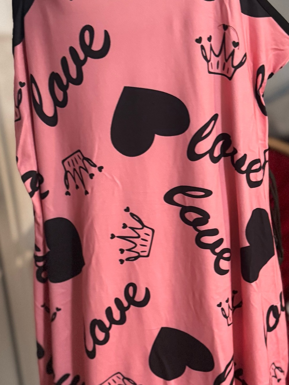 Kids Pink 'Love' Heart Print Pajama Dress